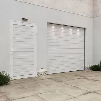 Подъемные ворота с дверью для гаража серии Trend