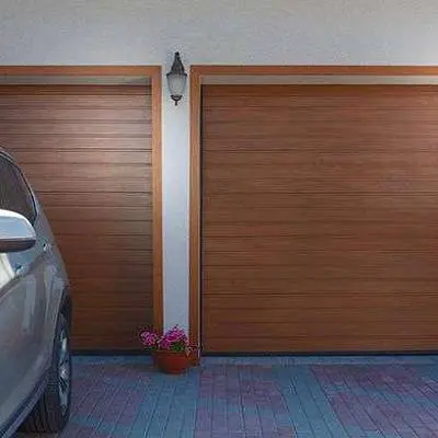 Гаражные ворота Prestige цвета «Золотой дуб» (тип панели - S-гофр)